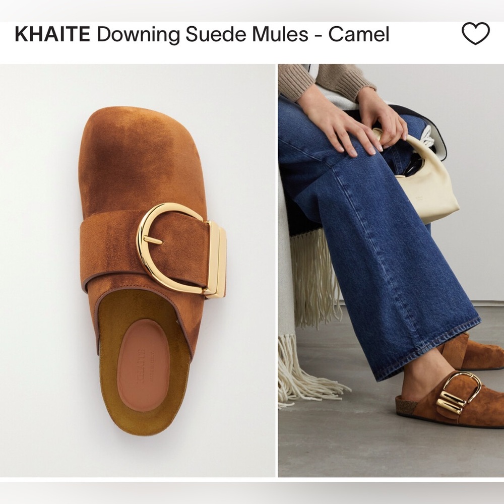 KHAITE Downing Suede Mules - Camel - Picture 2 of 6